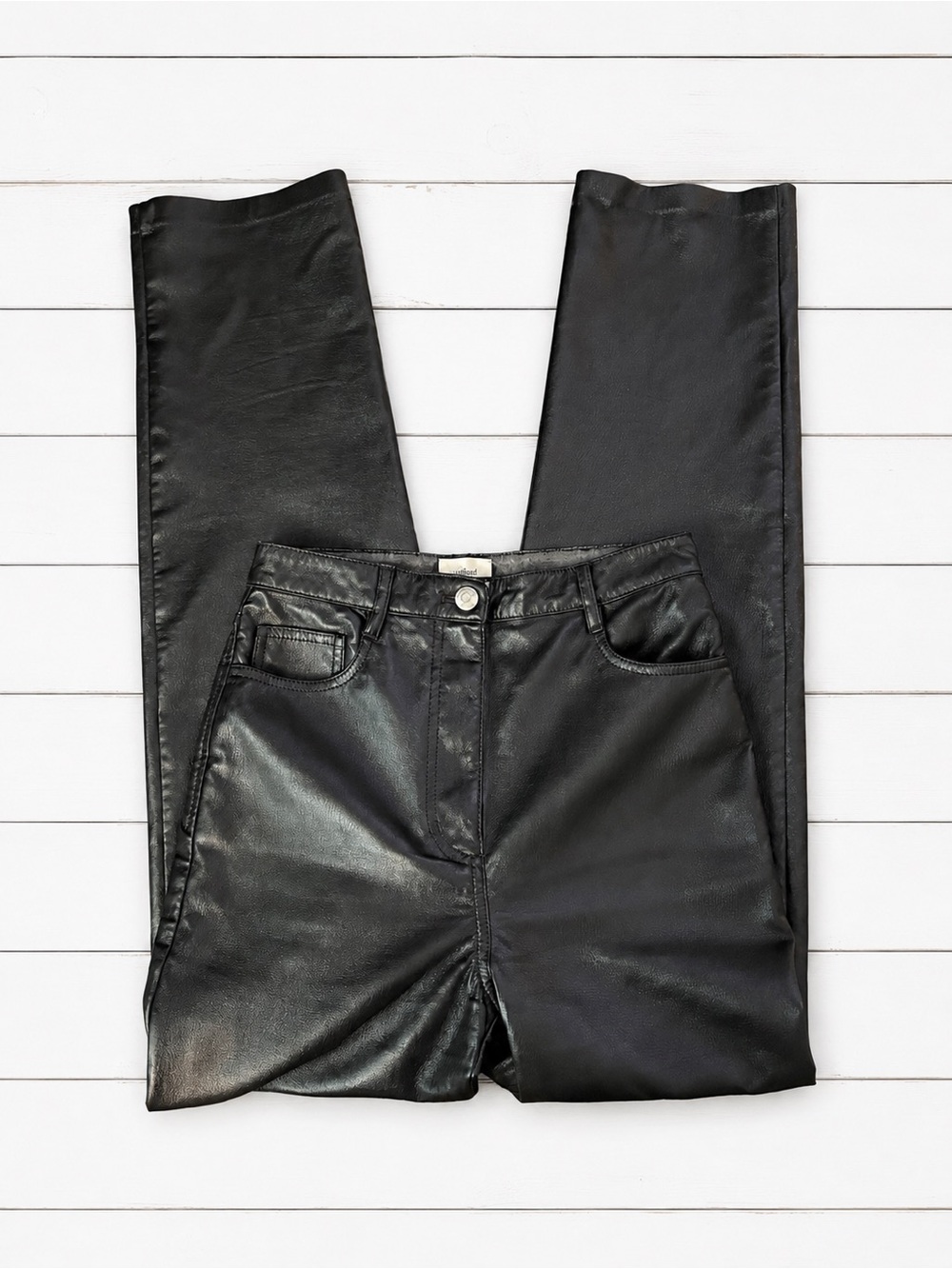 Wilfred Faux Leather Straight Leg Pants | Black | Size 2 | Aritzia - Picture 3 of 6